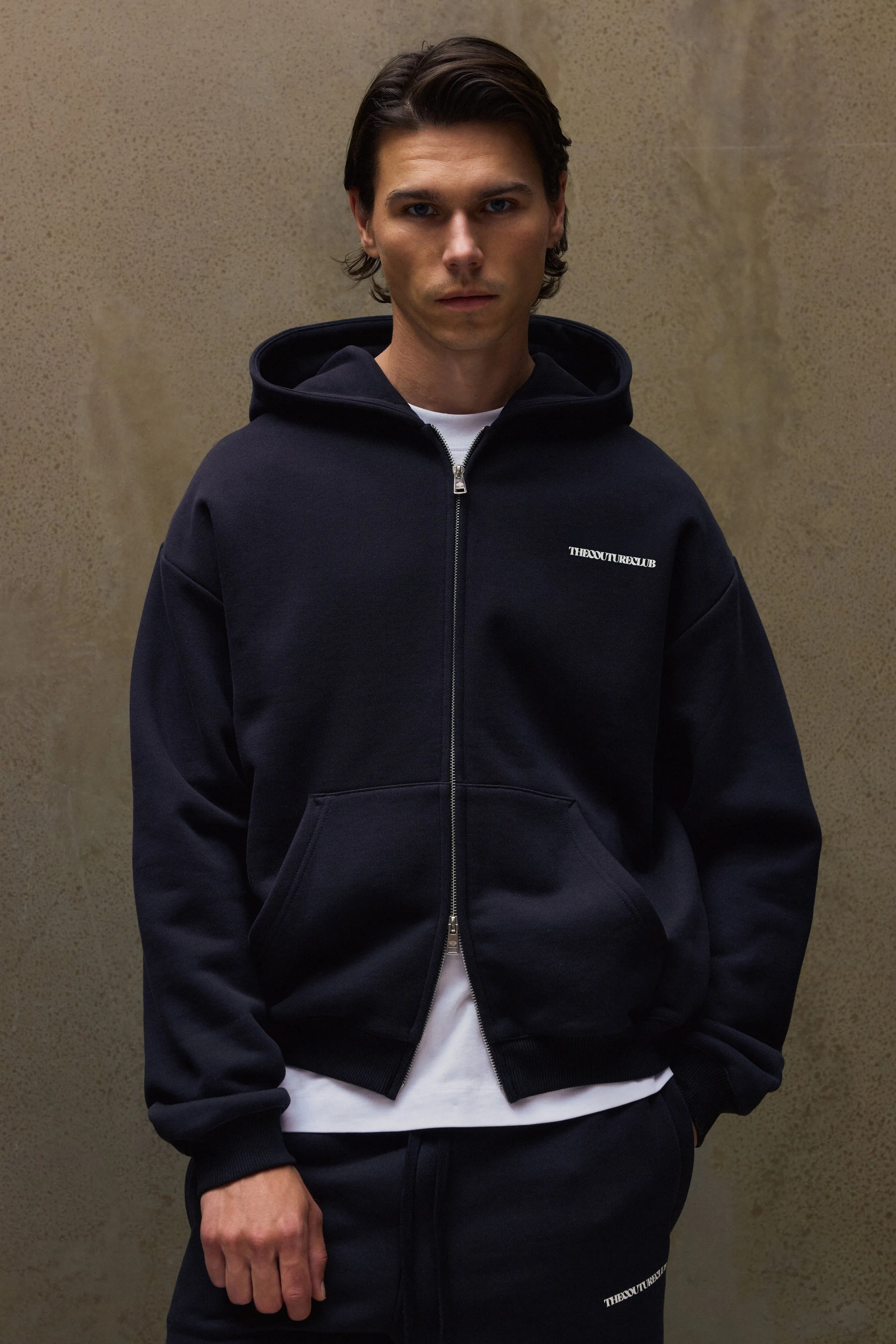 COPYRIGHT ZIP THROUGH HOODIE - BLACK sold by The Couture Club product image thumbnail 2