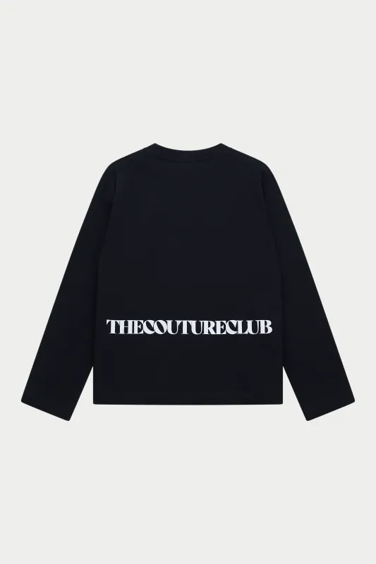 COPYRIGHT PRINT LONG SLEEVE T-SHIRT - BLACK made by The Couture Club