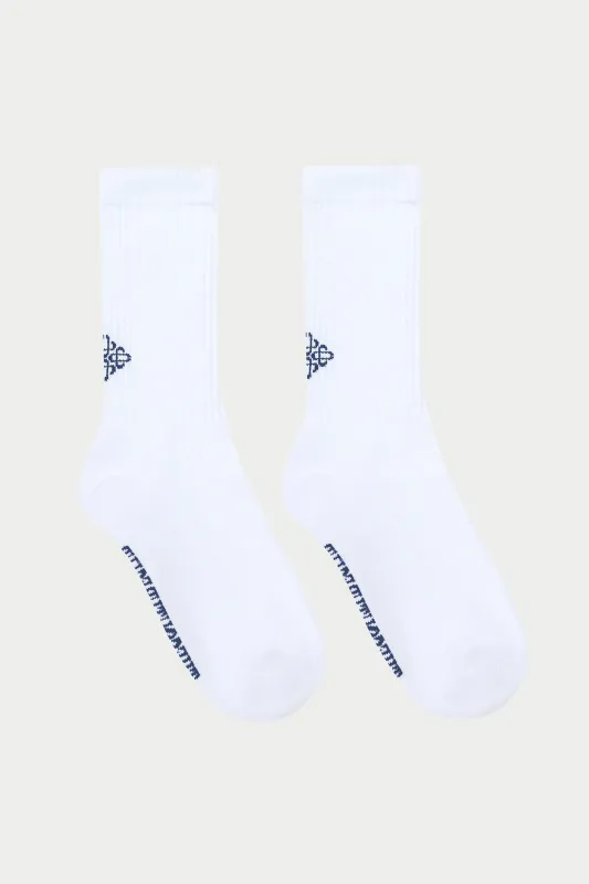 REVERSE EMBLEM COPYRIGHT SOCKS - WHITE NAVY made by The Couture Club