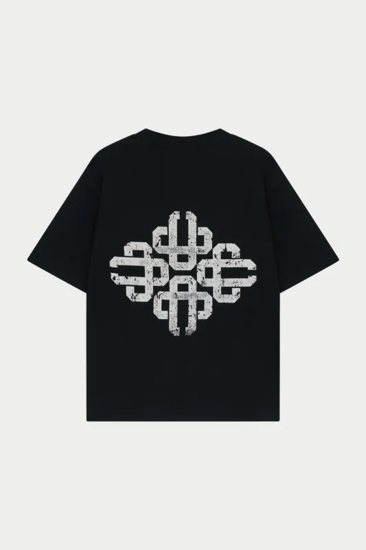 VINTAGE PRINT EMBLEM T-SHIRT - BLACK made by The Couture Club