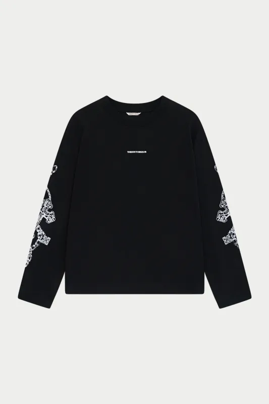 EMBLEM CHAIN GRAPHIC LONG SLEEVE T-SHIRT - BLACK made by The Couture Club