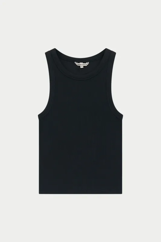 MINIMAL EMBLEM RIB VEST - BLACK made by The Couture Club