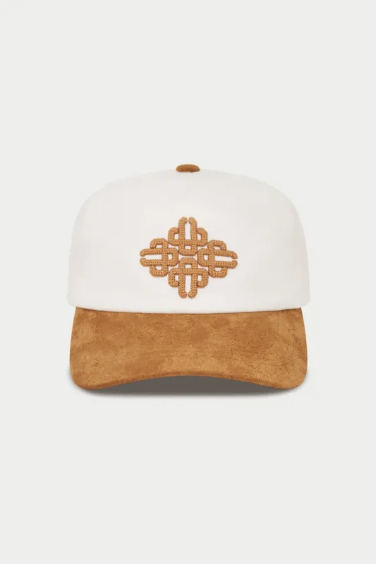 EMBLEM SUEDE PEAK CAP - TAN made by The Couture Club
