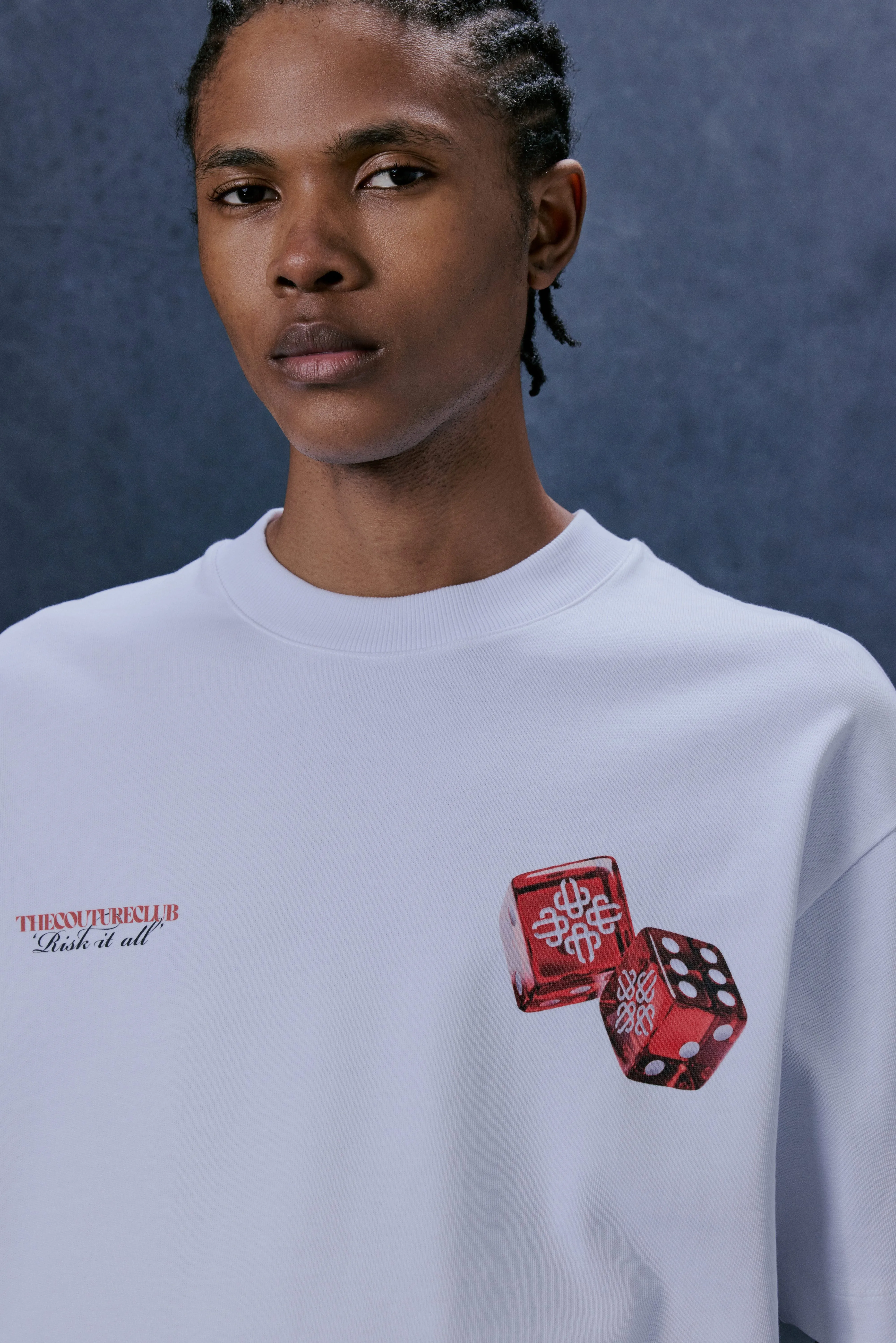 DICE EMBLEM GRAPHIC T-SHIRT - WHITE sold by The Couture Club product image thumbnail 5