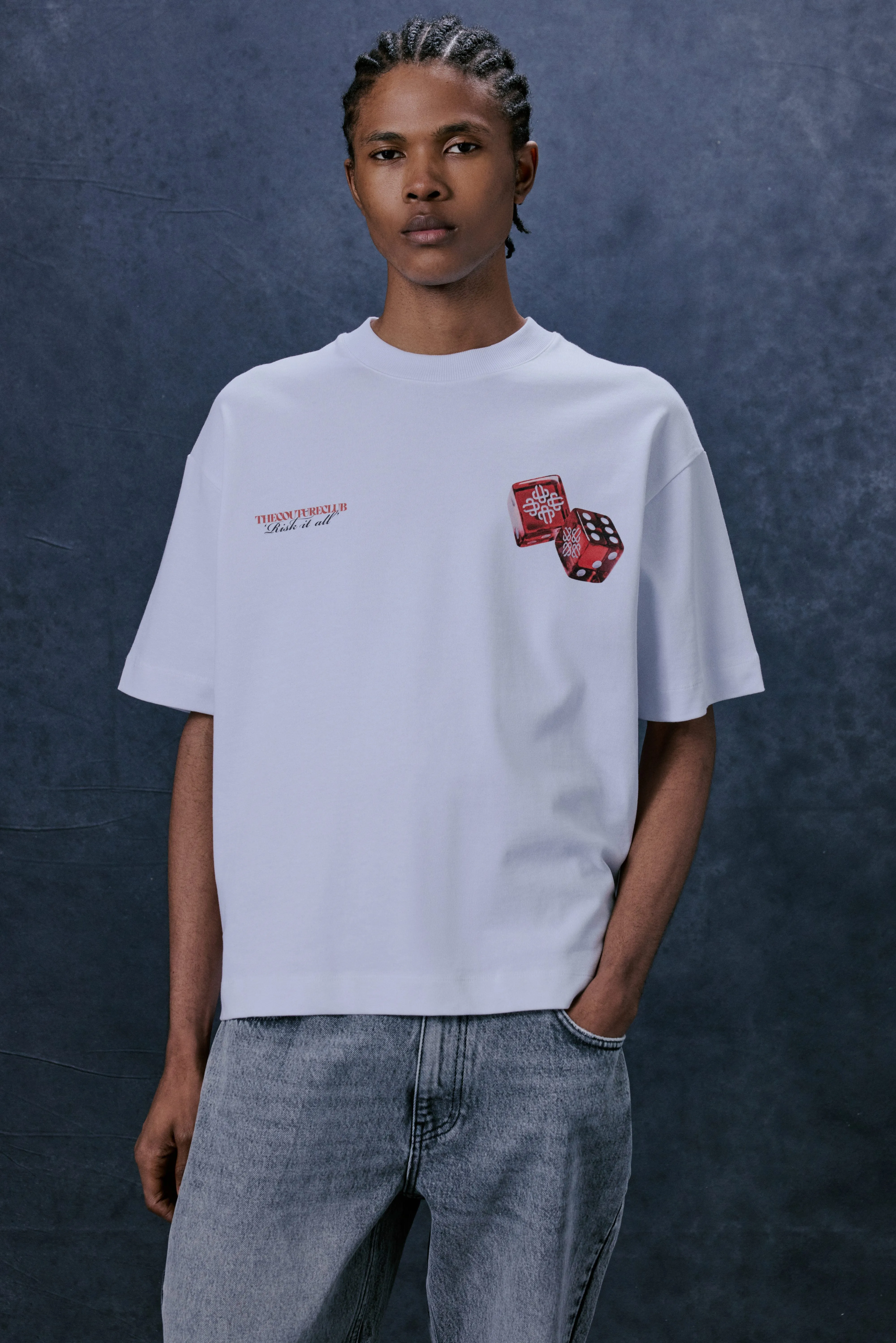 DICE EMBLEM GRAPHIC T-SHIRT - WHITE sold by The Couture Club product image thumbnail 3