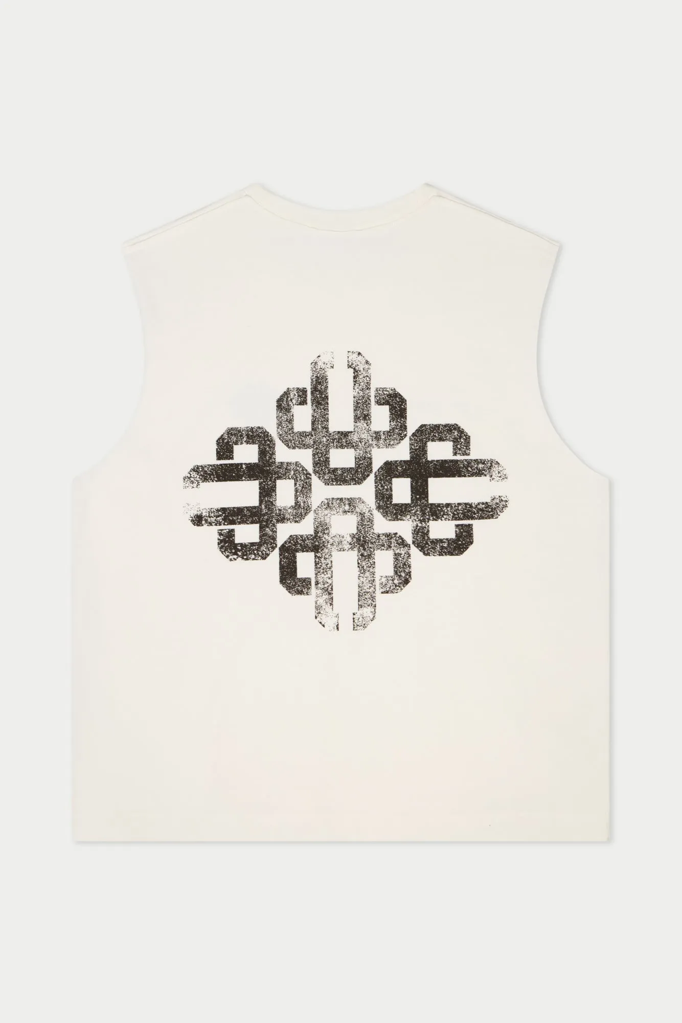 VINTAGE EMBLEM GRAPHIC CUT OFF VEST - OFF WHITE sold by The Couture Club