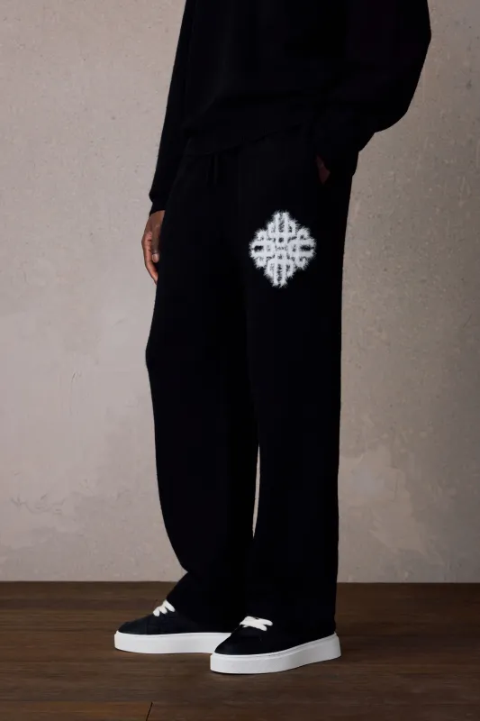 EMBLEM FLUFFY KNIT JOGGERS - BLACK made by The Couture Club