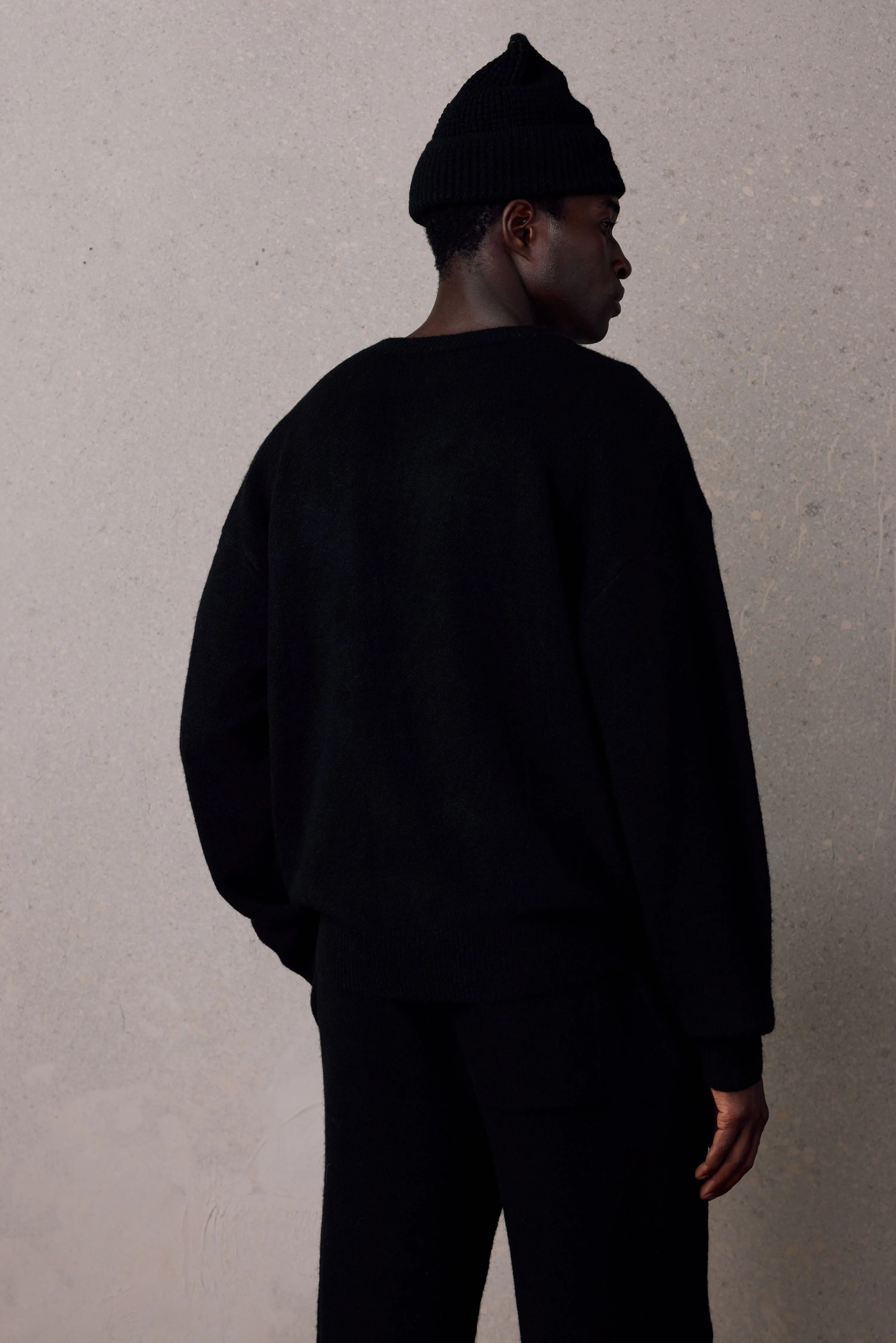 EMBLEM FLUFFY KNIT CREW - BLACK sold by The Couture Club product image thumbnail 3