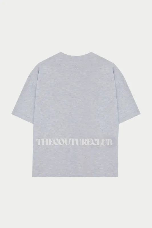 COPYRIGHT GRAPHIC PRINT T-SHIRT - GREY MARL made by The Couture Club