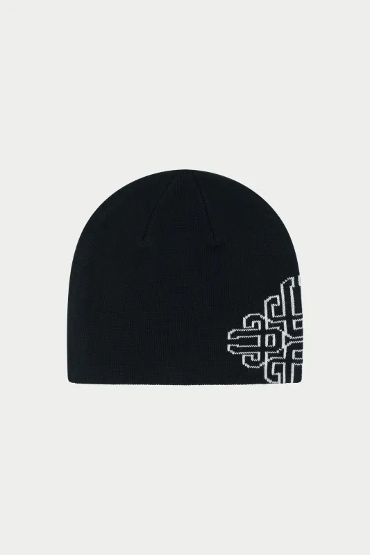 INTARSIA EMBLEM BEANIE - BLACK made by The Couture Club