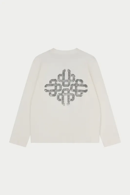 VINTAGE PRINT WAFFLE LONG SLEEVE T-SHIRT - WHITE made by The Couture Club