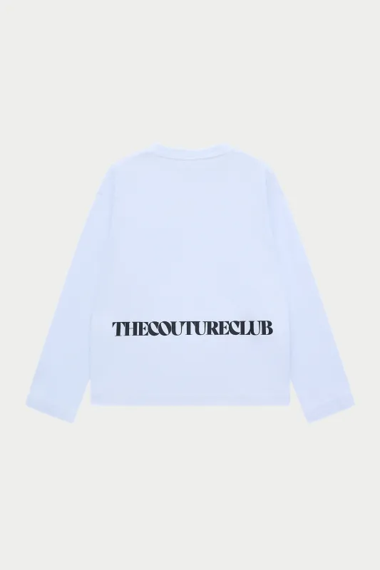 COPYRIGHT GRAPHIC PRINT LONG SLEEVE T-SHIRT - WHITE made by The Couture Club