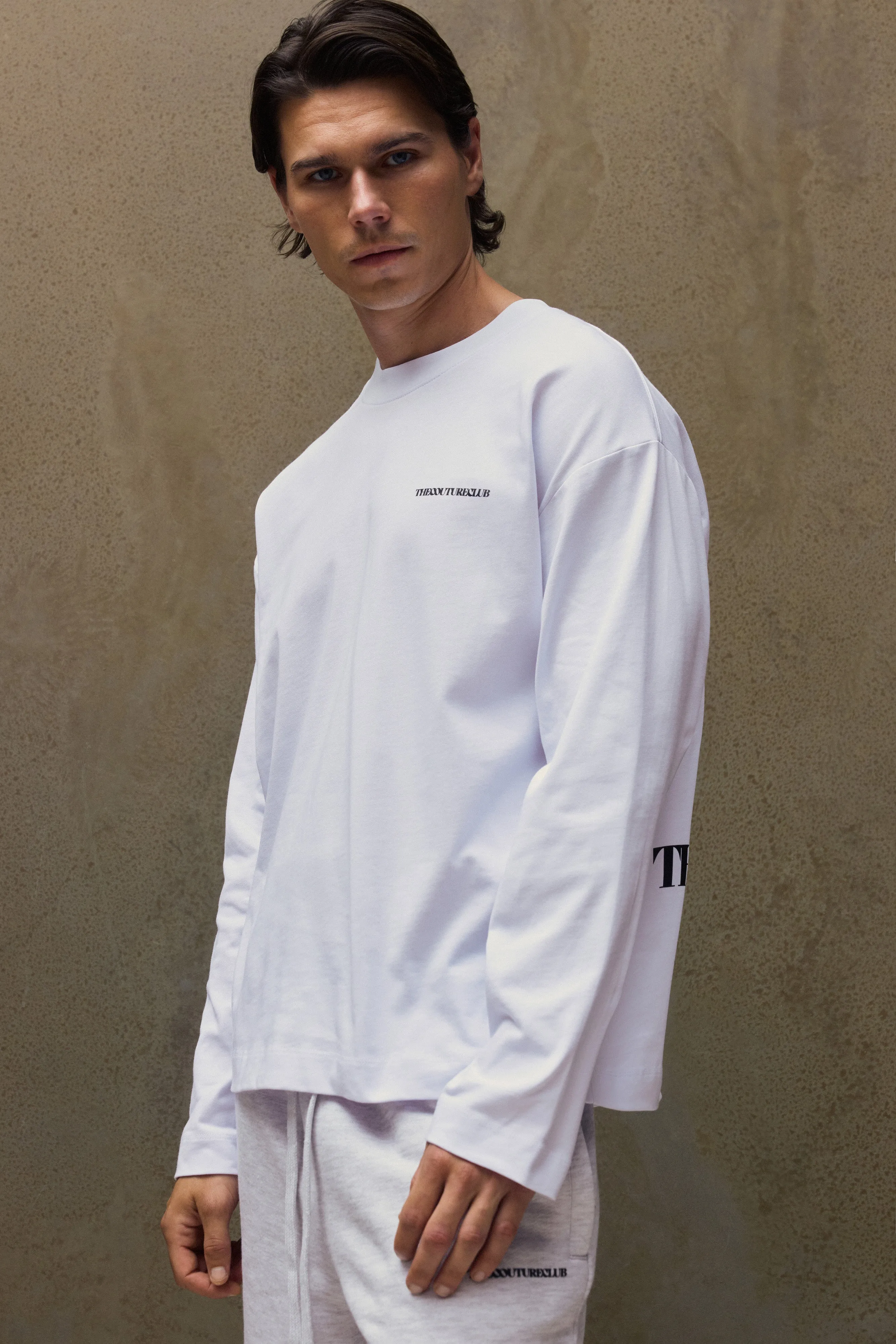 COPYRIGHT GRAPHIC PRINT LONG SLEEVE T-SHIRT - WHITE sold by The Couture Club product image thumbnail 2