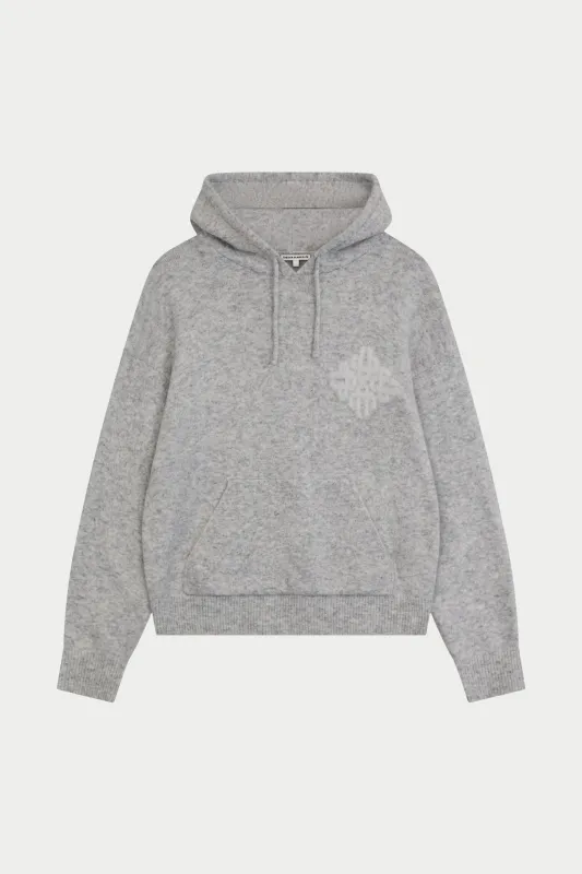 EMBLEM FLUFFY KNIT HOODIE - GREY MARL made by The Couture Club