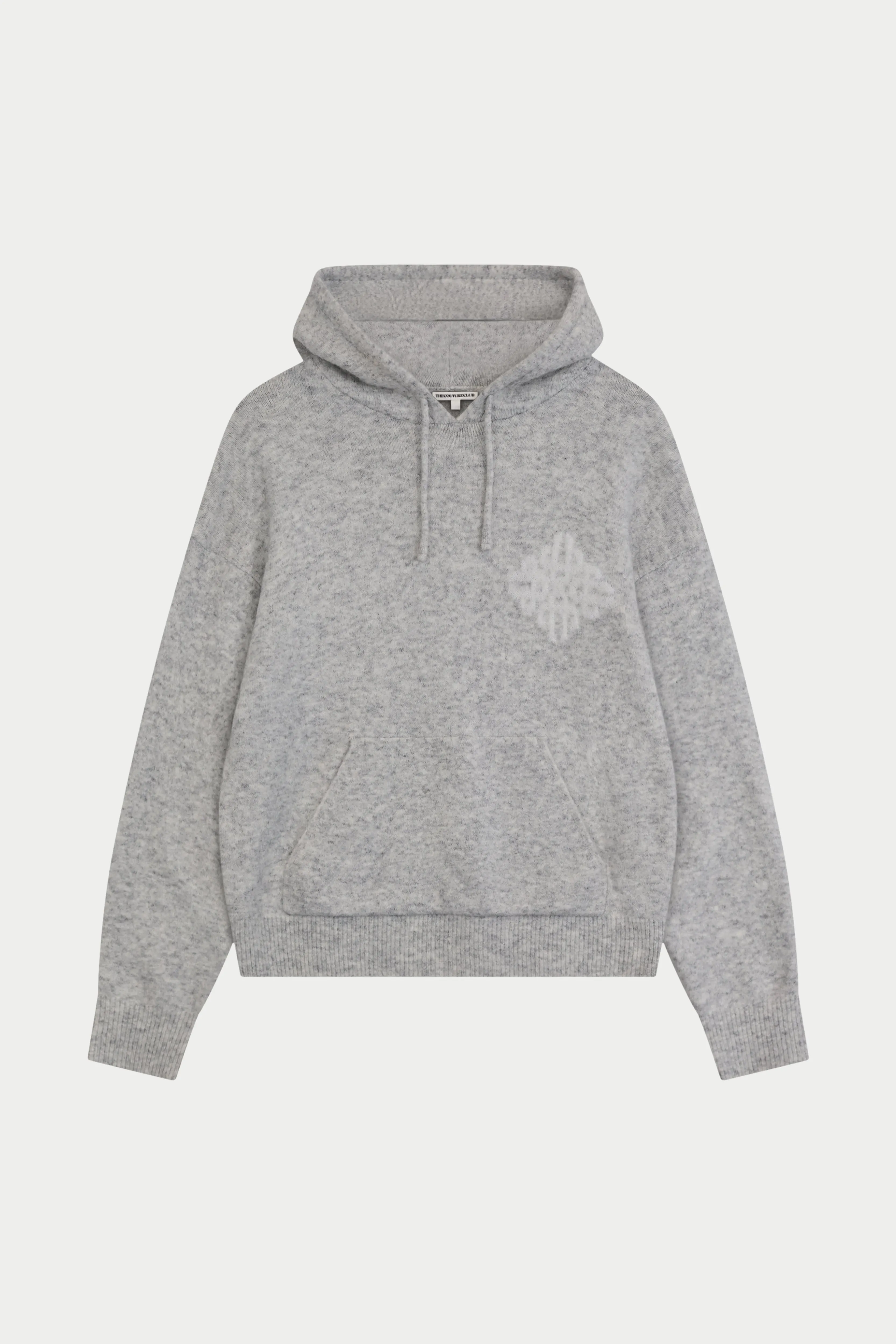 EMBLEM FLUFFY KNIT HOODIE - GREY MARL sold by The Couture Club