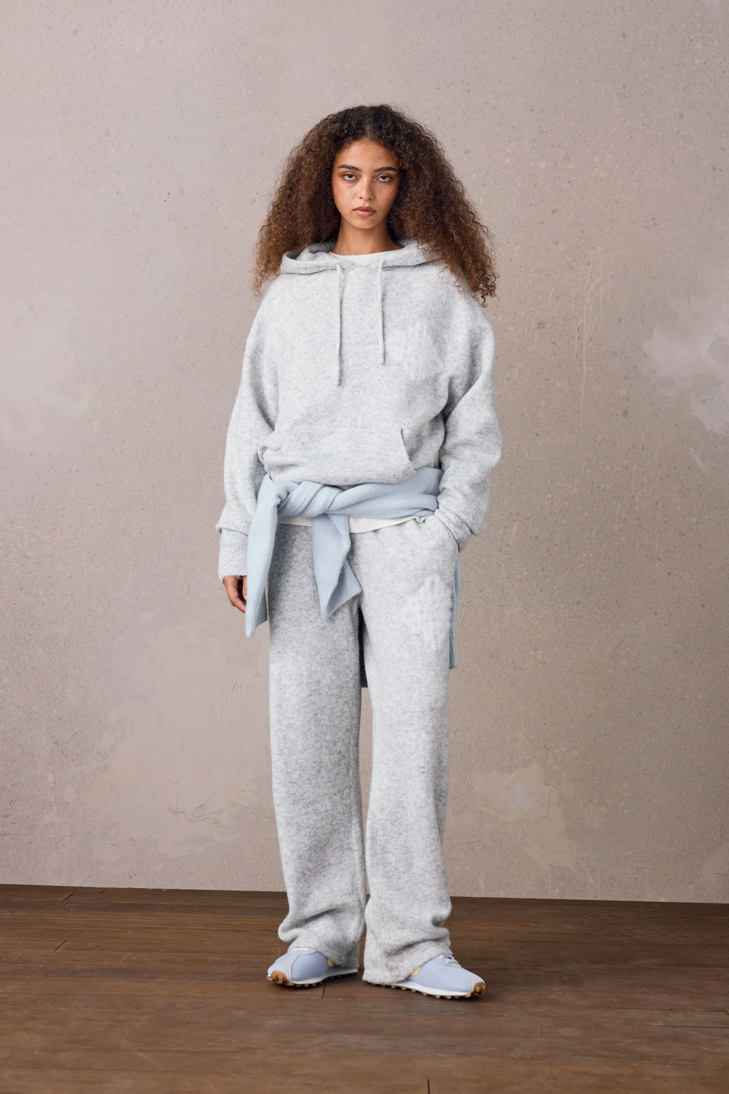EMBLEM FLUFFY KNIT HOODIE - GREY MARL sold by The Couture Club product image thumbnail 5