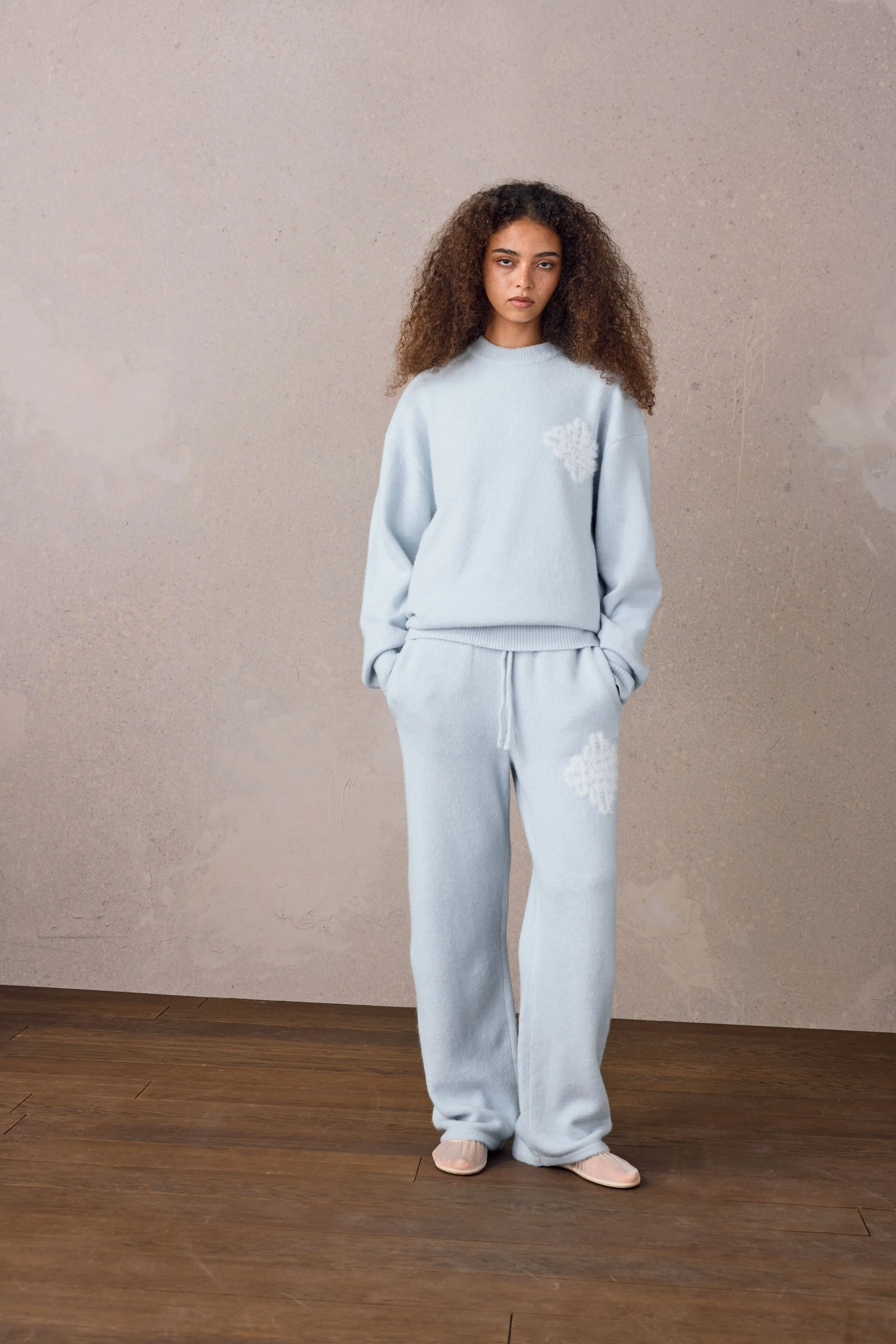 EMBLEM FLUFFY KNIT CREW - BLUE sold by The Couture Club product image thumbnail 5