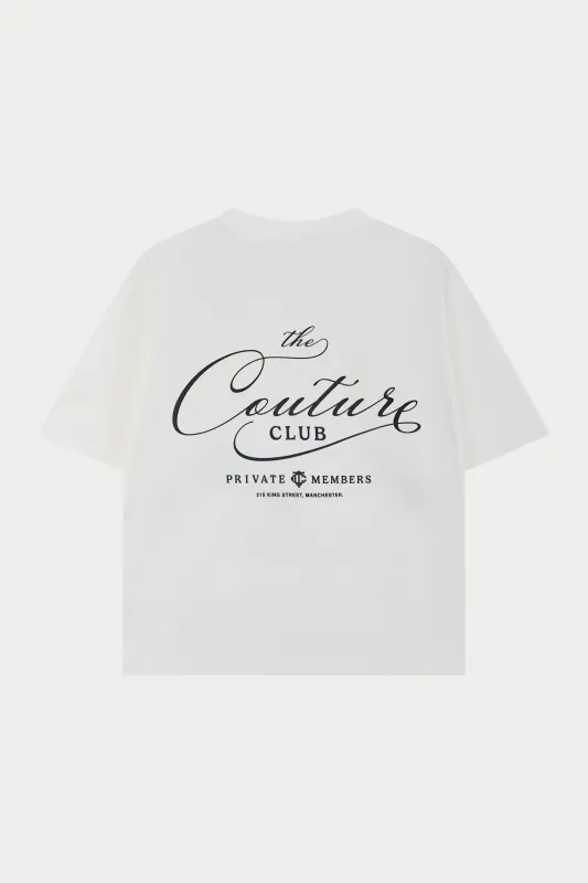 PRIVATE MEMBERS SCRIPT T-SHIRT - OFF WHITE made by The Couture Club