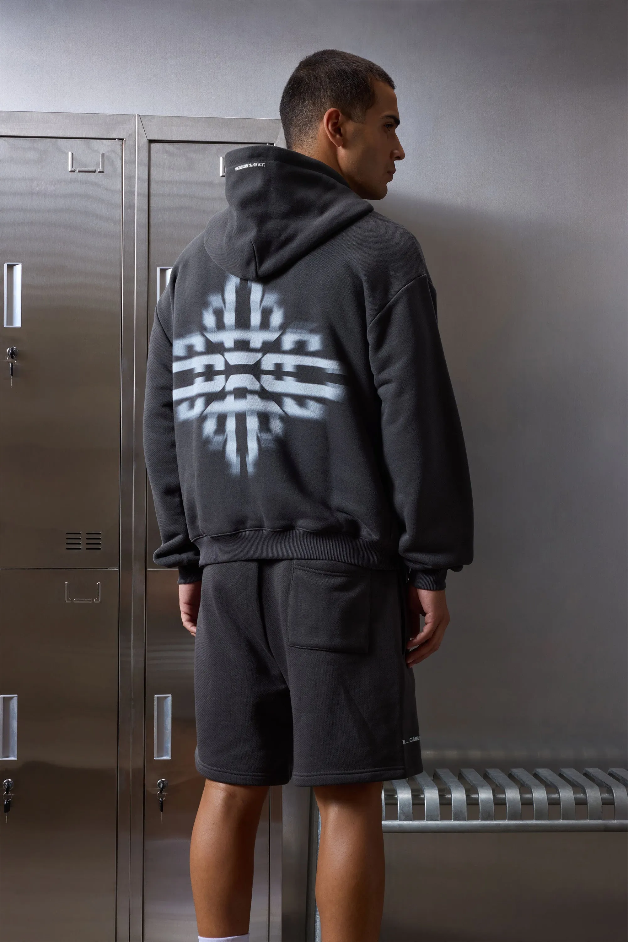 LUXURY IN MOTION GRAPHIC ZIP THROUGH HOODIE - CHARCOAL sold by The Couture Club product image thumbnail 5