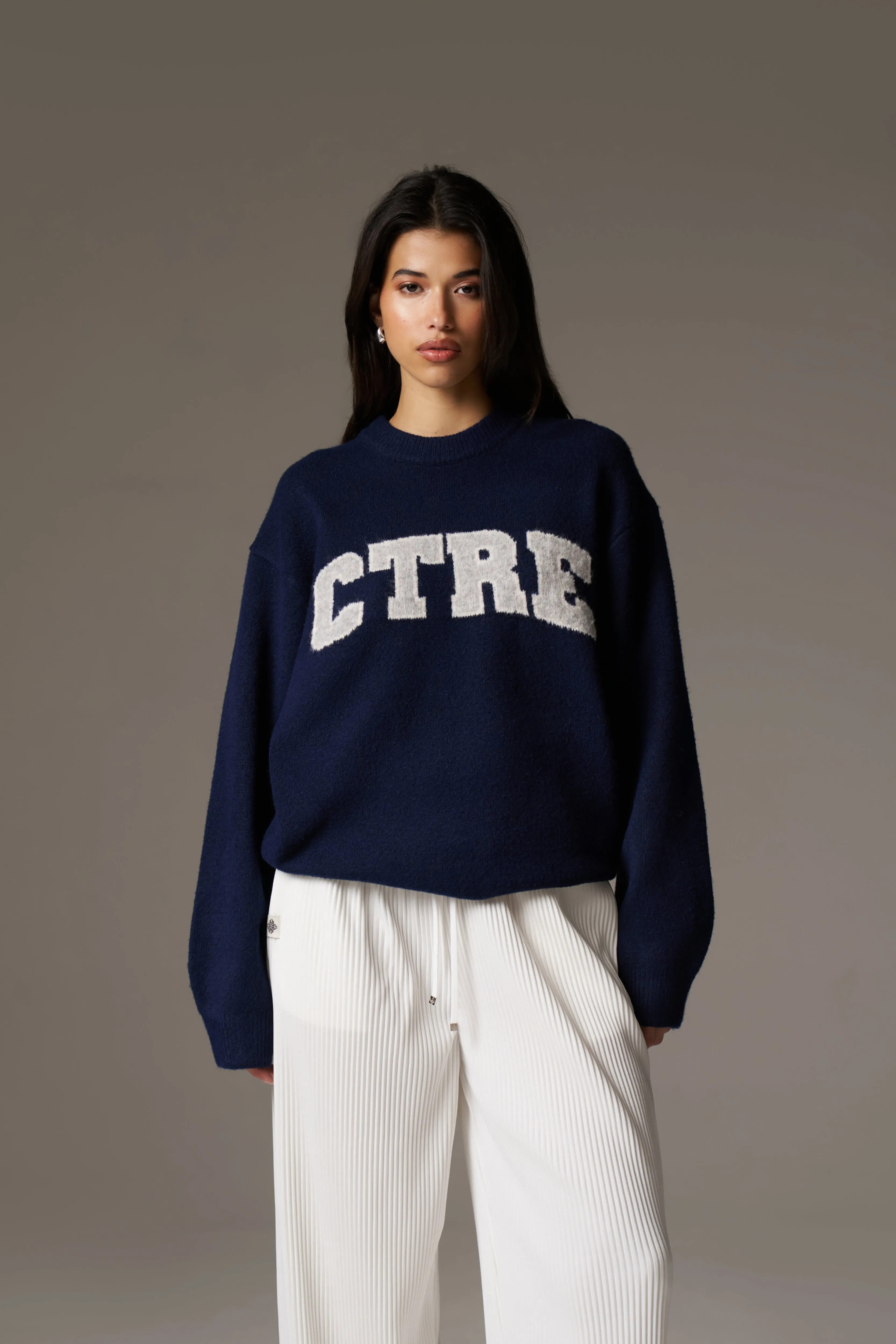 CTRE KNITTED SWEATSHIRT - NAVY sold by The Couture Club product image thumbnail 2