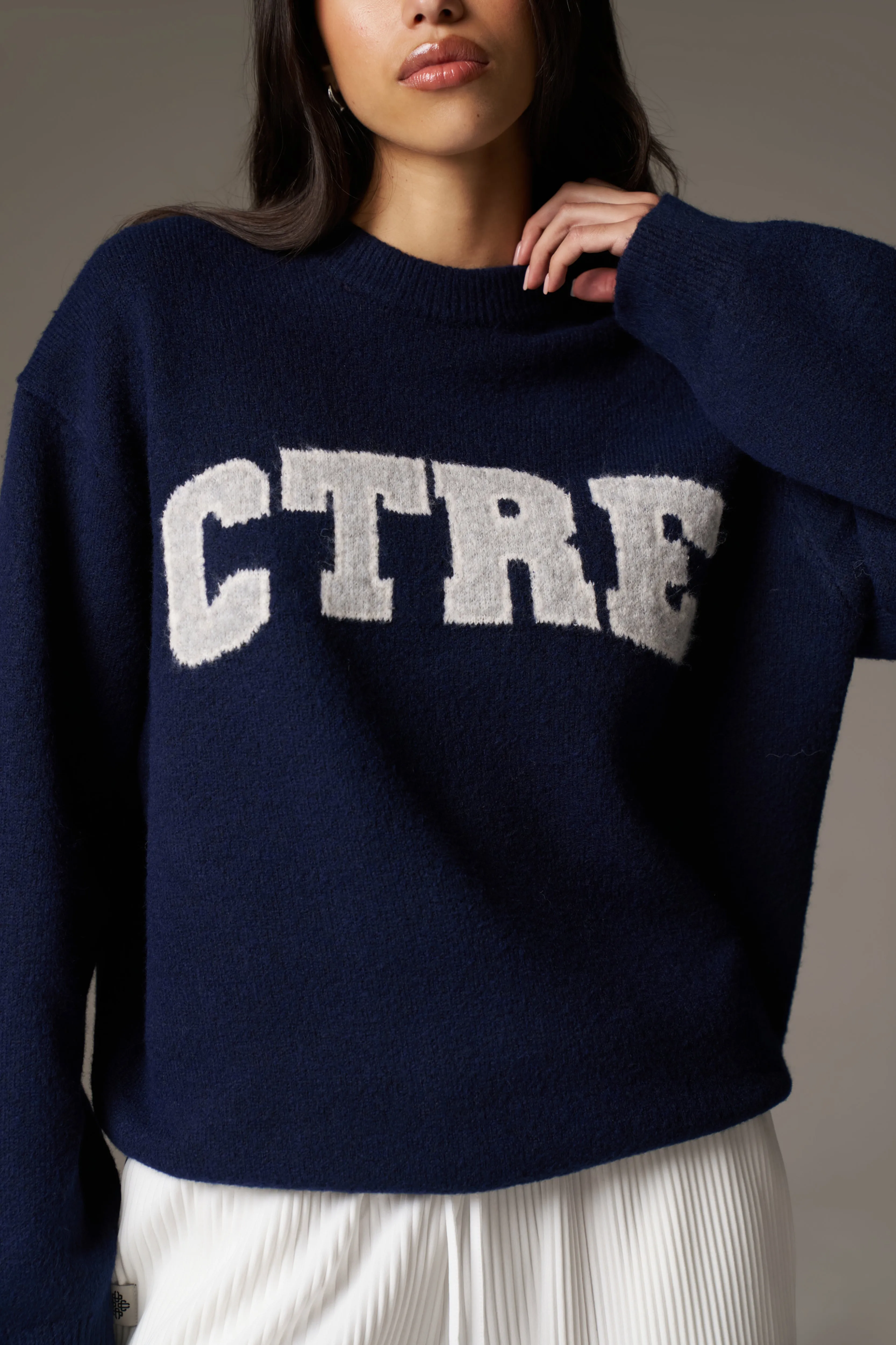 CTRE KNITTED SWEATSHIRT - NAVY sold by The Couture Club product image thumbnail 5
