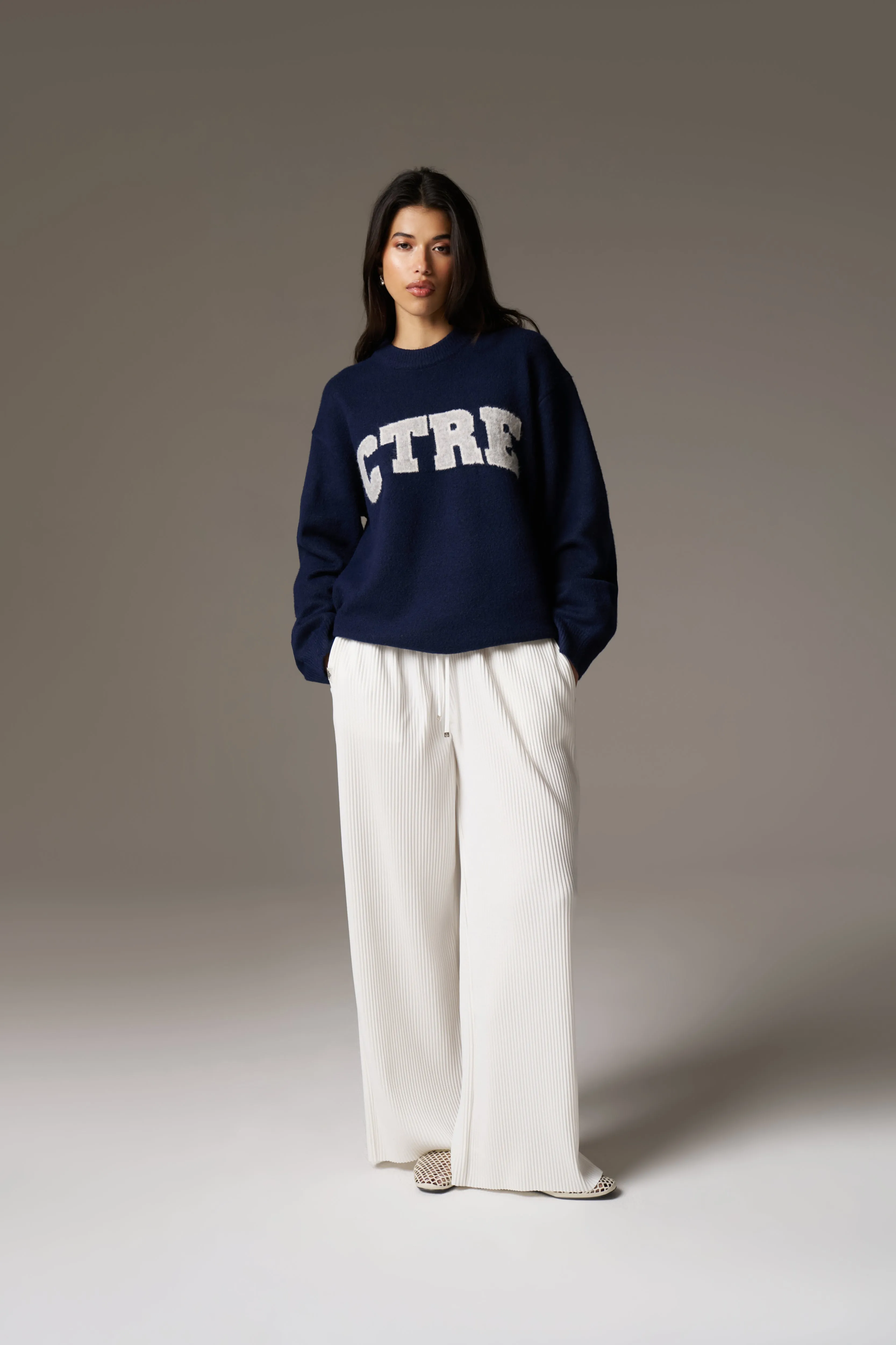 CTRE KNITTED SWEATSHIRT - NAVY sold by The Couture Club product image thumbnail 3