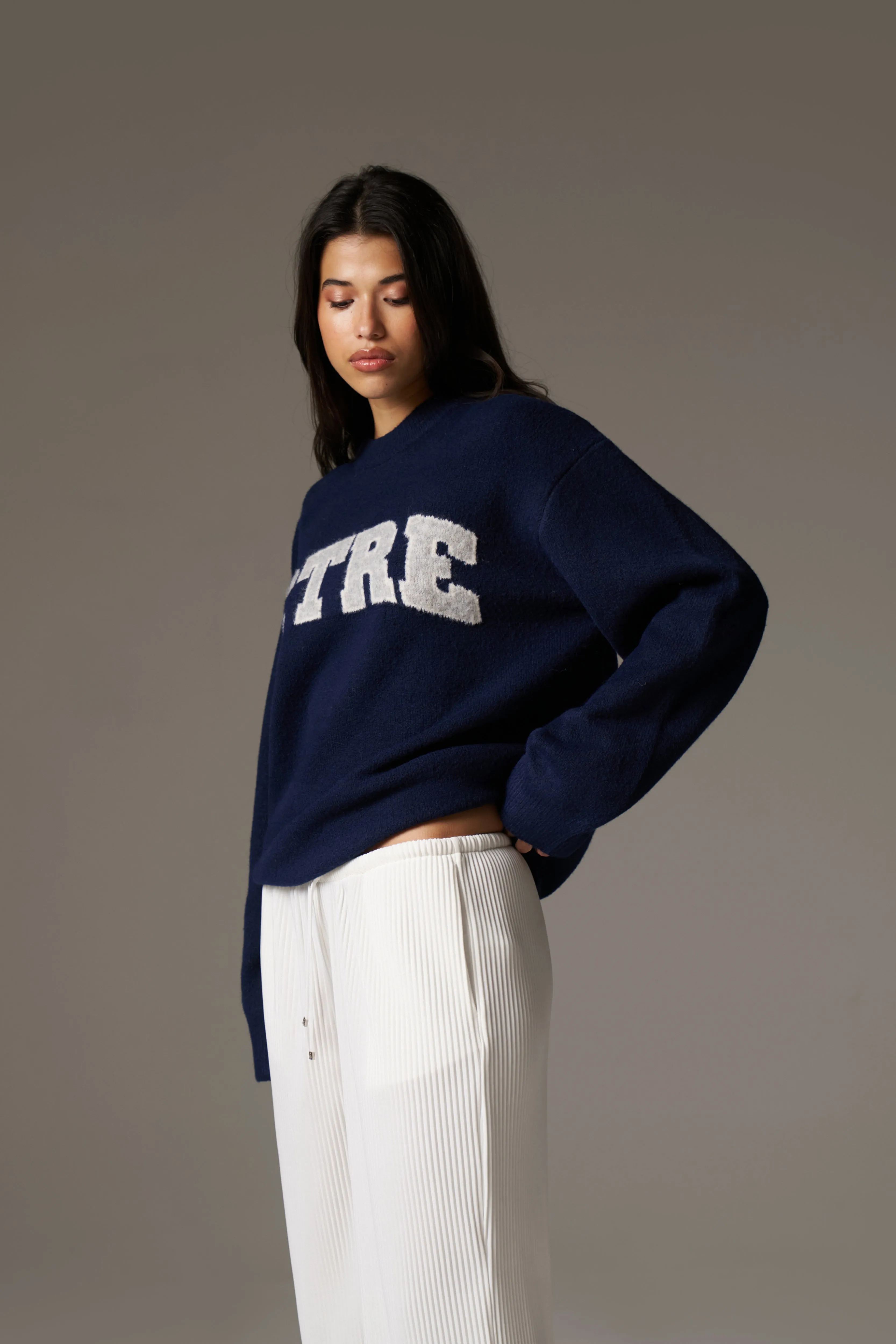 CTRE KNITTED SWEATSHIRT - NAVY sold by The Couture Club product image thumbnail 4