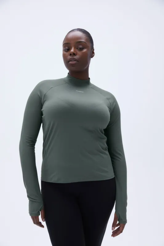 Base Layer Long Sleeve Top - Khaki Green sold by Adanola