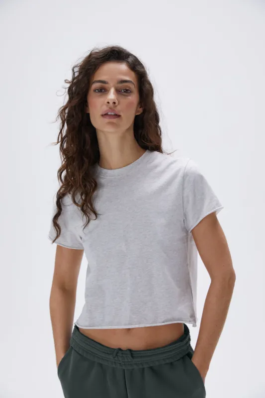 Raw Hem T-shirt - Grey Melange sold by Adanola