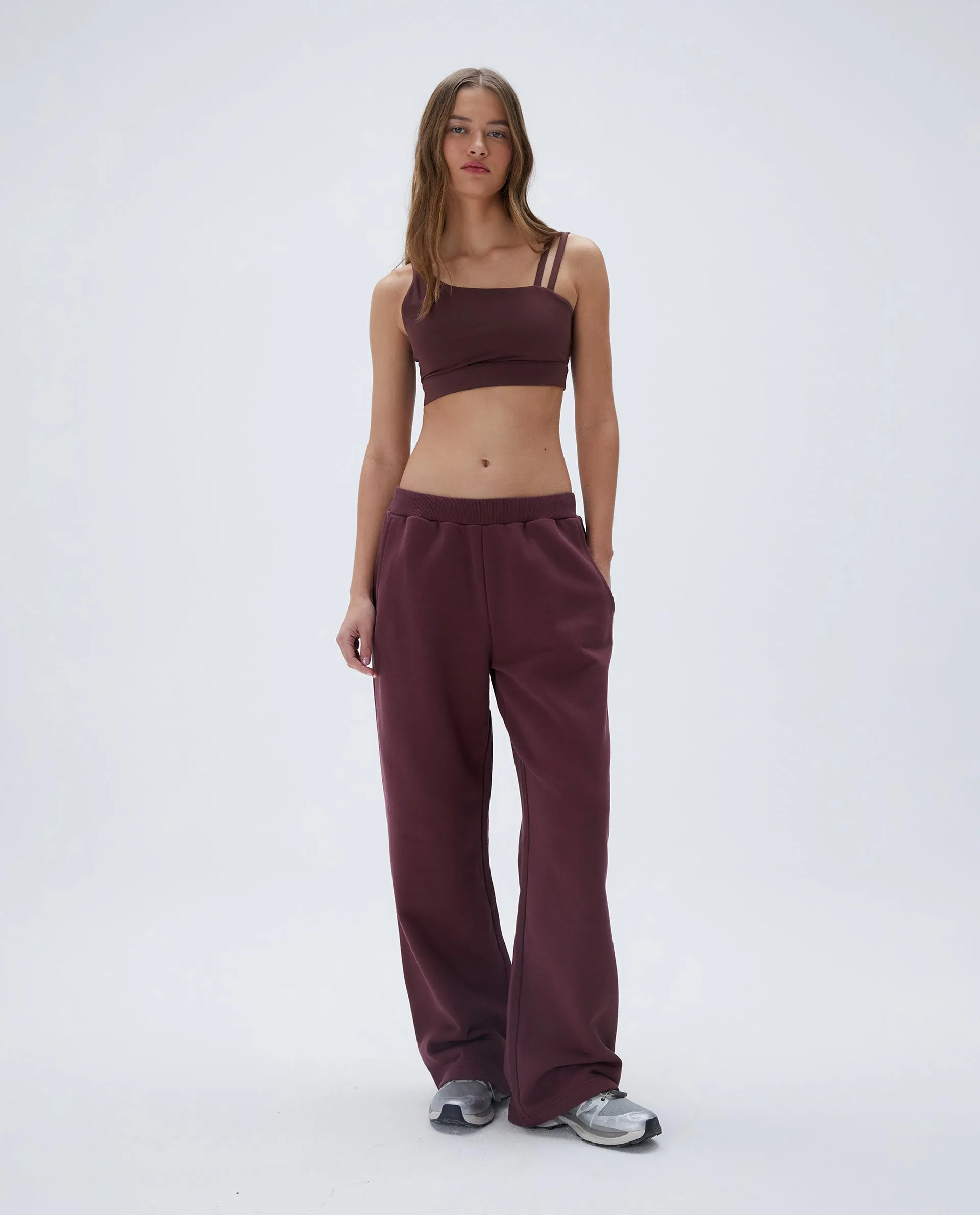 Low Rise Straight Leg Sweatpants - Burgundy sold by Adanola