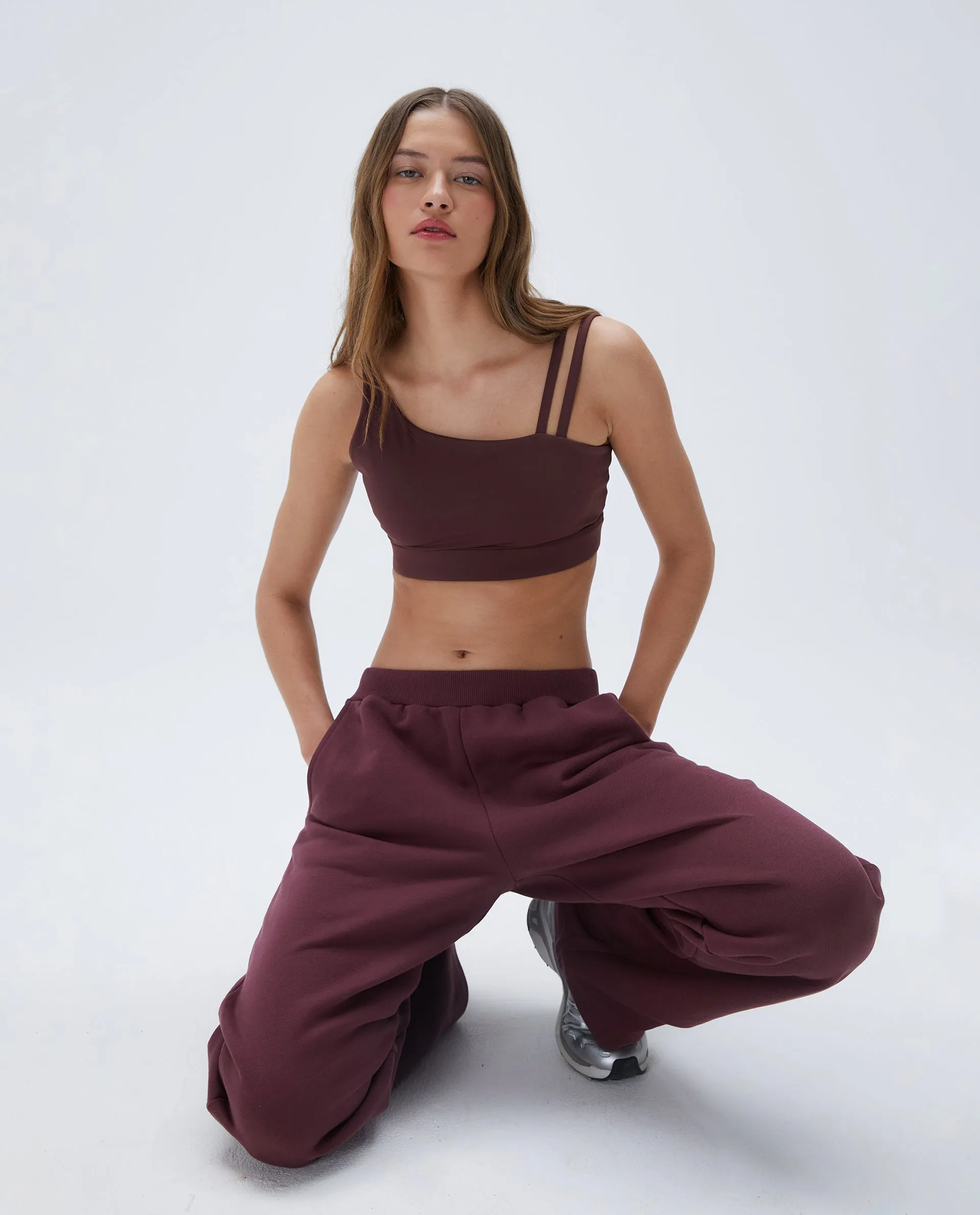 Low Rise Straight Leg Sweatpants - Burgundy sold by Adanola product image thumbnail 2