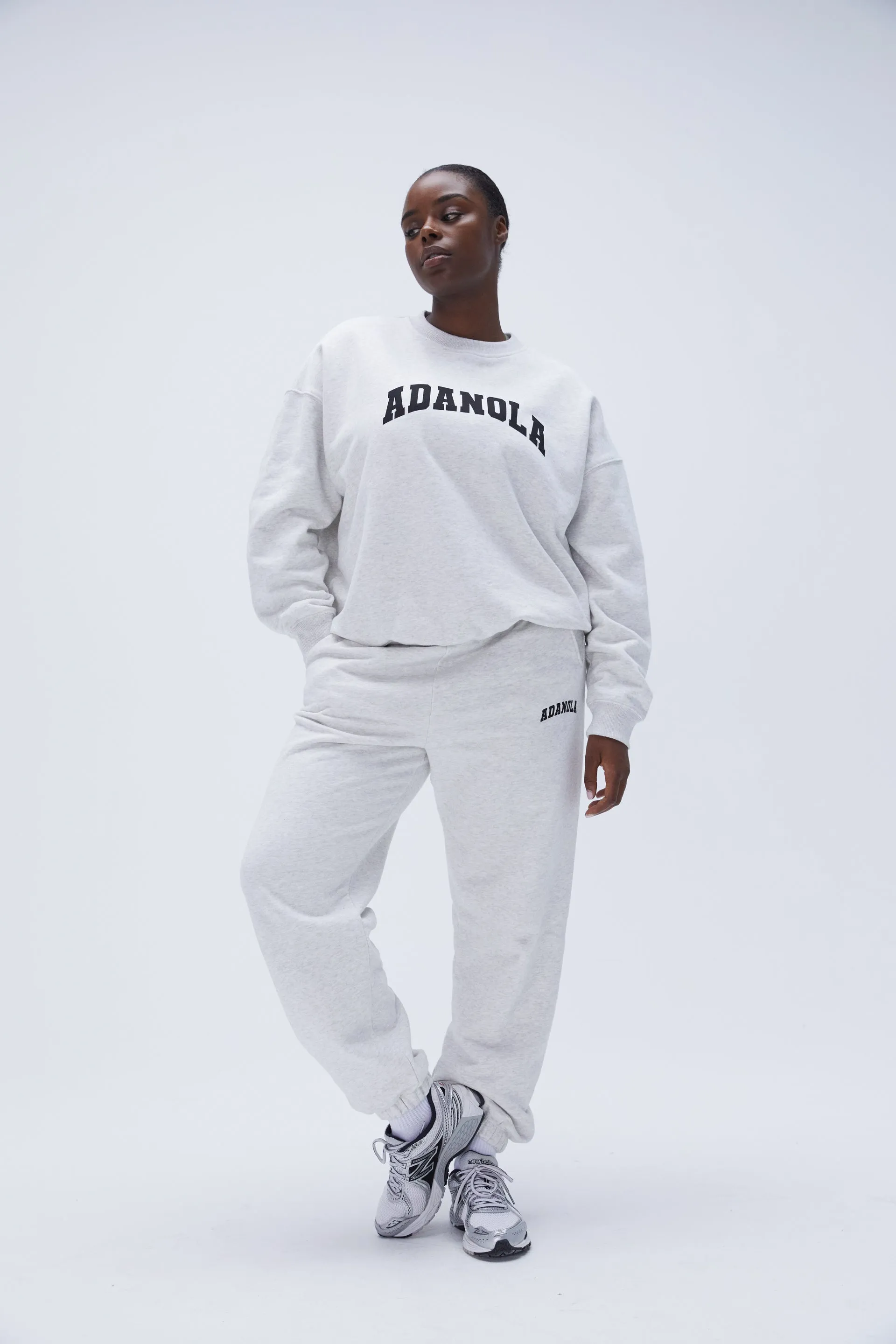 Varsity Sweatpants - Light Grey Melange/Black sold by Adanola