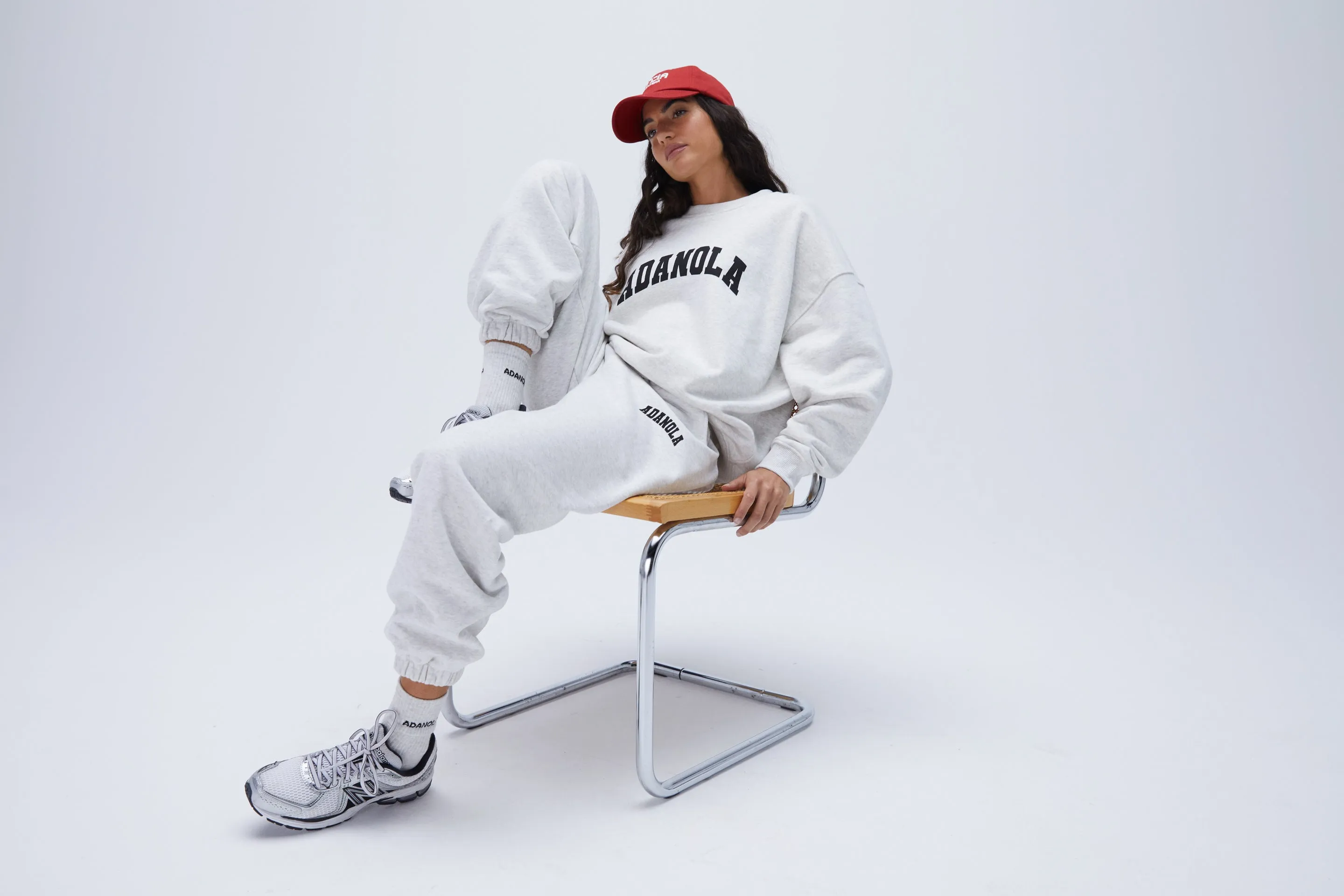 Varsity Sweatpants - Light Grey Melange/Black sold by Adanola product image thumbnail 3