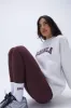 Varsity Oversized Sweatshirt - Grey Melange/Burgundy sold by Adanola