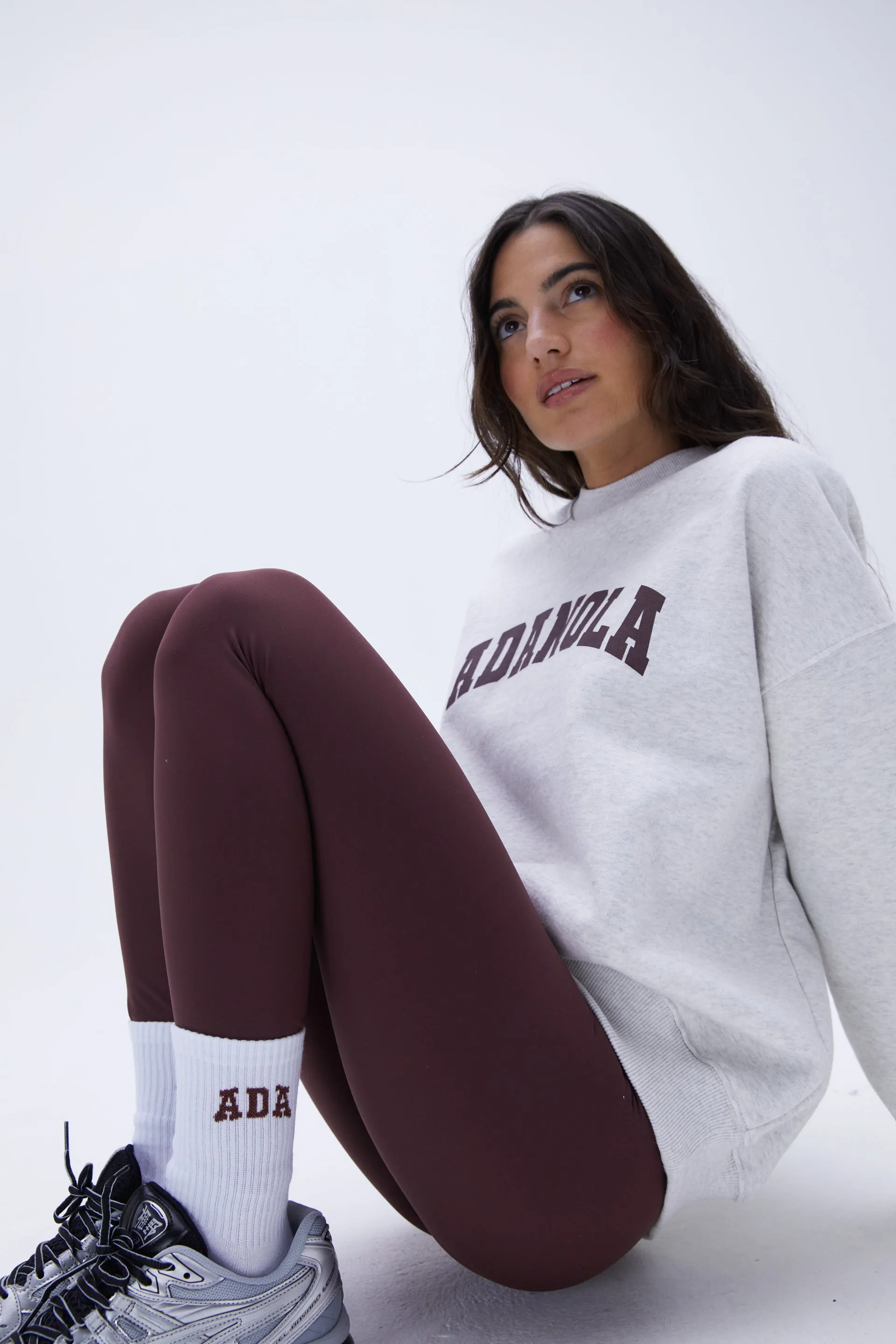 Varsity Oversized Sweatshirt - Grey Melange/Burgundy sold by Adanola product image thumbnail 4