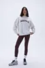 Varsity Oversized Sweatshirt - Grey Melange/Burgundy sold by Adanola