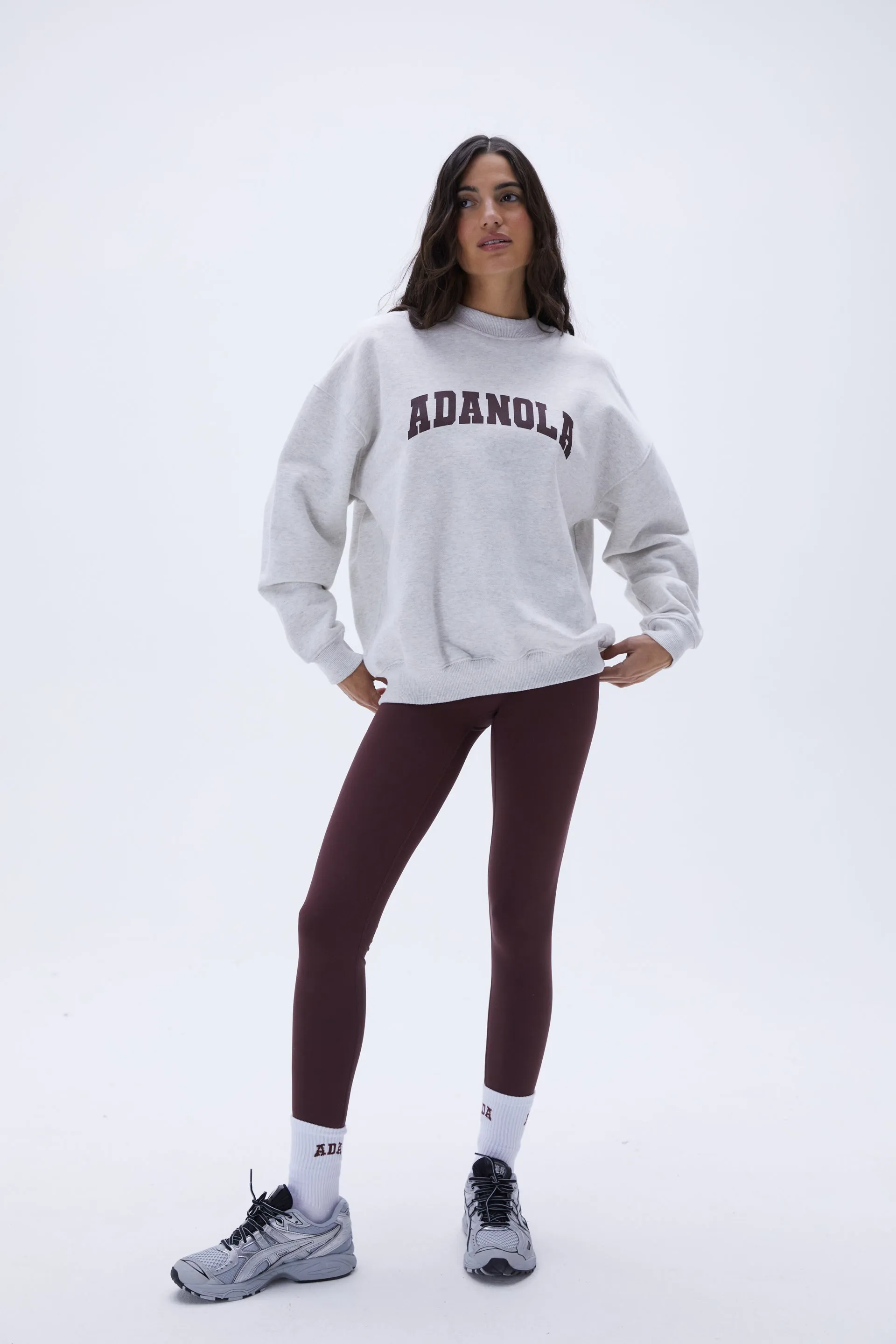 Varsity Oversized Sweatshirt - Grey Melange/Burgundy sold by Adanola product image thumbnail 3