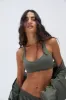 Ultimate V Neck Racer Bra - Khaki Green sold by Adanola