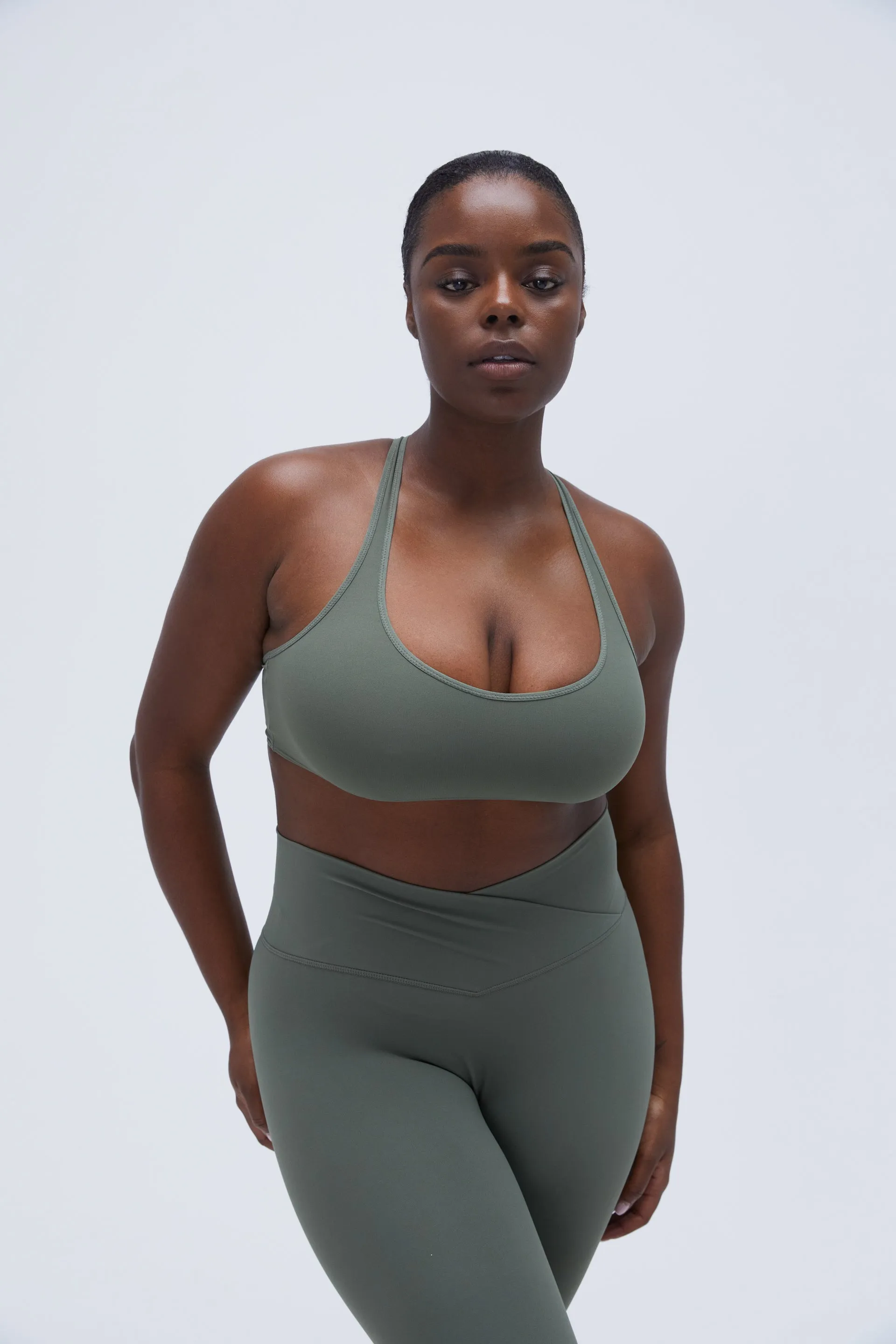 Ultimate V Neck Racer Bra - Khaki Green sold by Adanola product image thumbnail 5