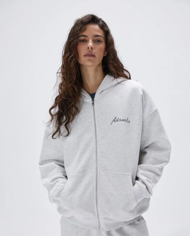 Freehand Oversized Full Zip Hoodie - Light Grey Melange sold by Adanola