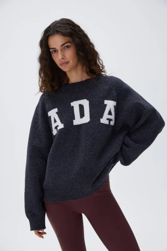 ADA Oversized Knit Sweatshirt - Dark Grey/Cream sold by Adanola