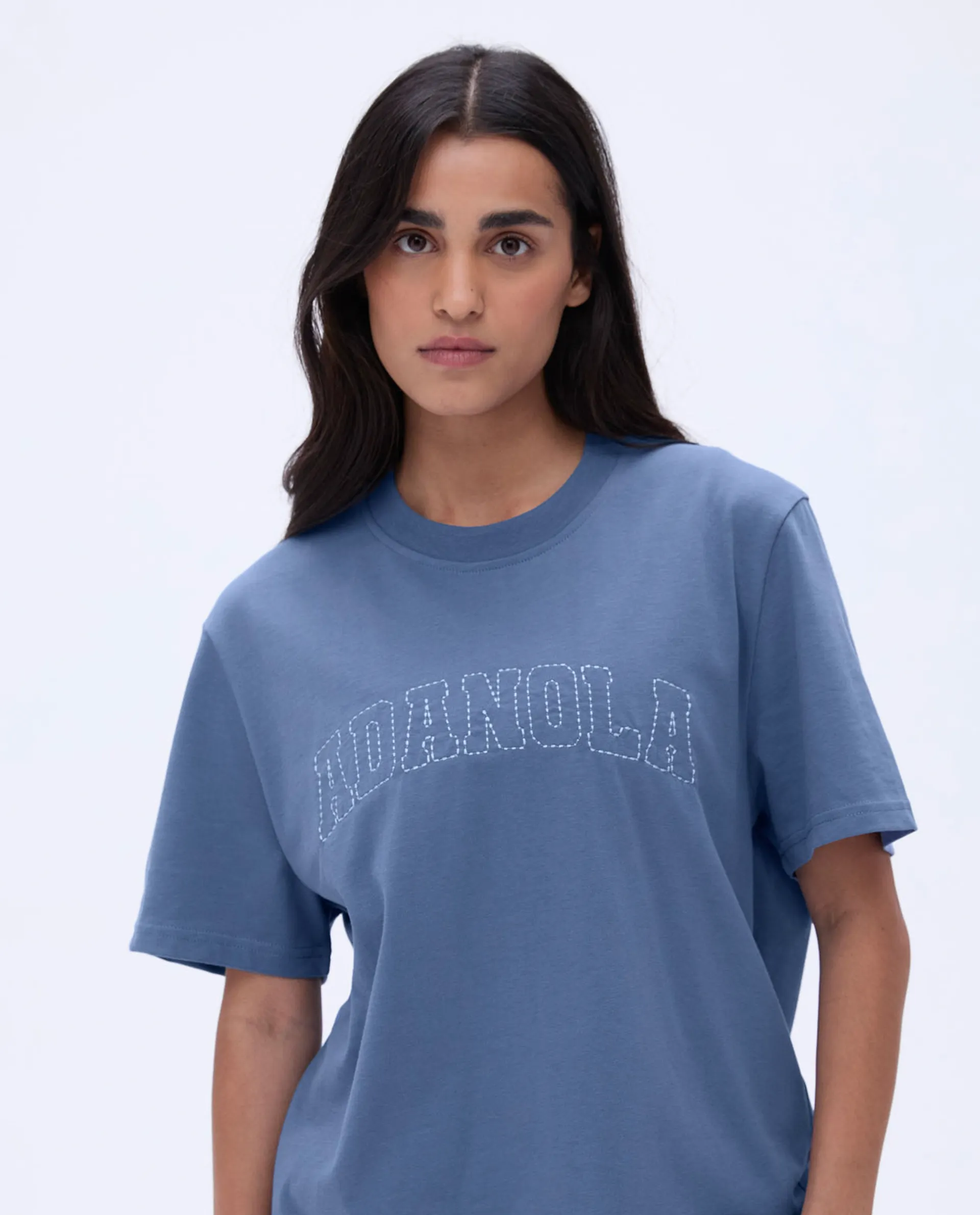 Varsity Stitch Oversized Short Sleeve T-shirt - Vintage Blue sold by Adanola product image thumbnail 3