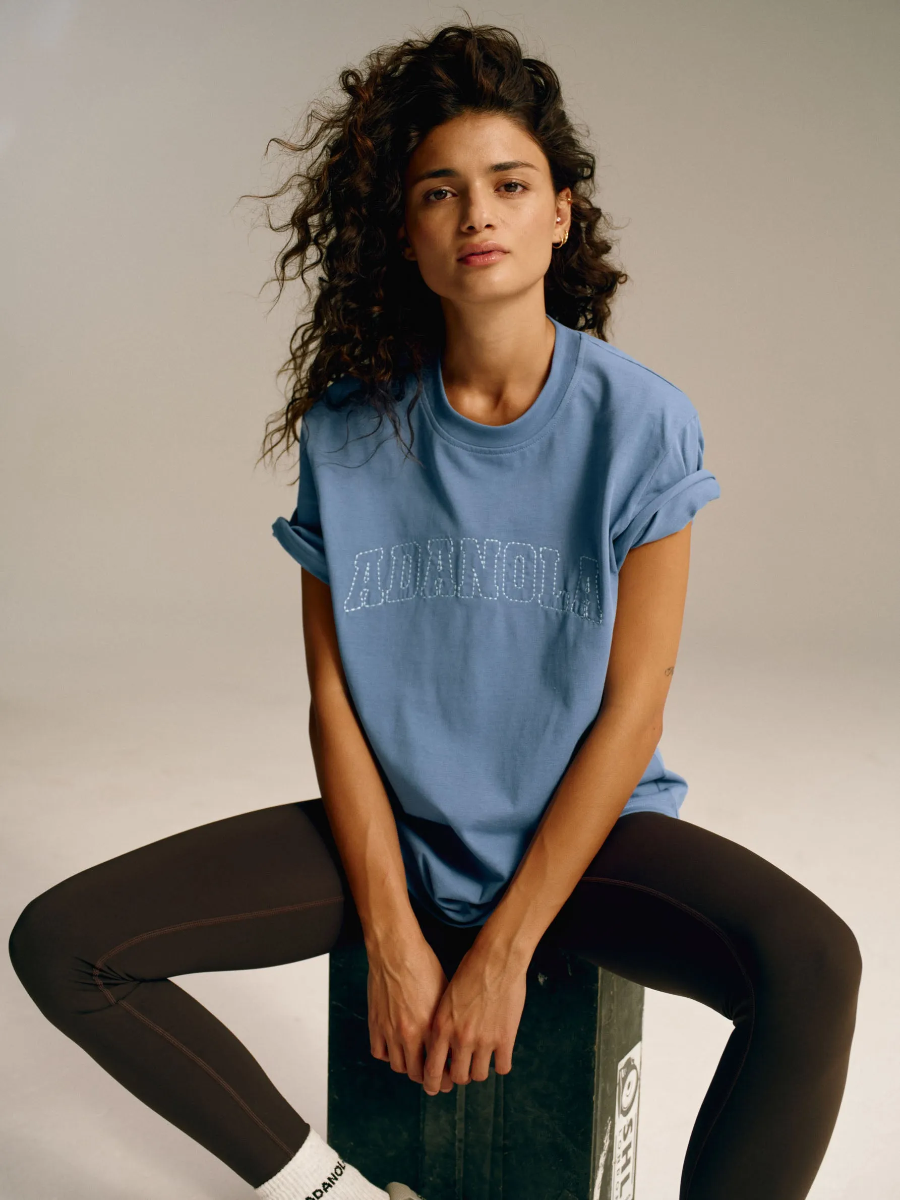 Varsity Stitch Oversized Short Sleeve T-shirt - Vintage Blue sold by Adanola product image thumbnail 2