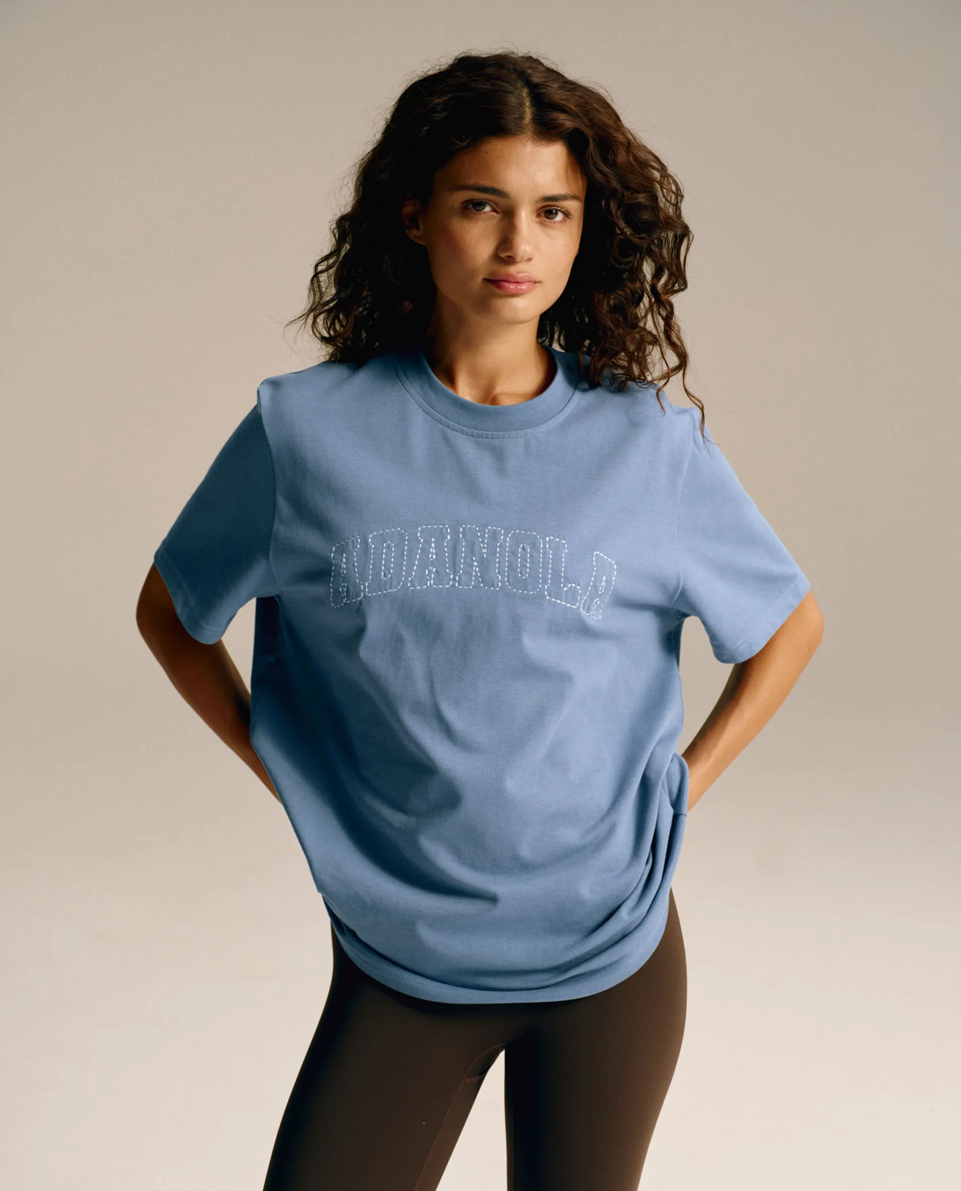 Varsity Stitch Oversized Short Sleeve T-shirt - Vintage Blue sold by Adanola