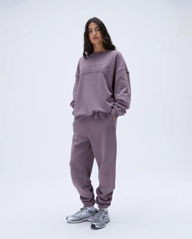 Distressed Varsity Sweatpants - Mauve Purple sold by Adanola