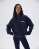 Varsity Oversized Funnel Neck Zip Sweatshirt - Navy Blue sold by Adanola