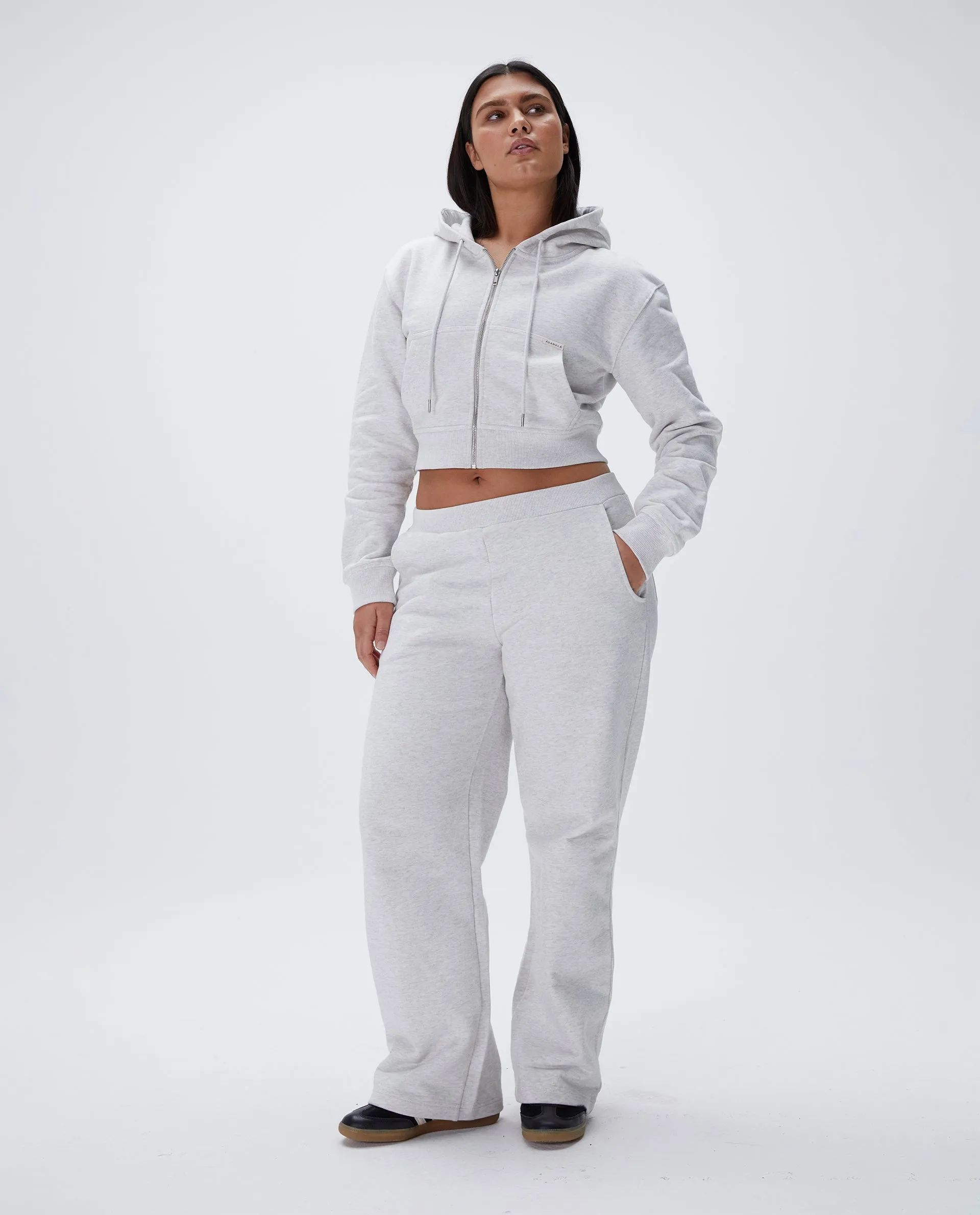 Low Rise Straight Leg Sweatpants - Light Grey Melange sold by Adanola
