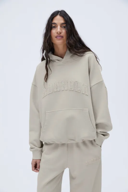 Distressed Varsity Oversized Hoodie - Washed Stone sold by Adanola