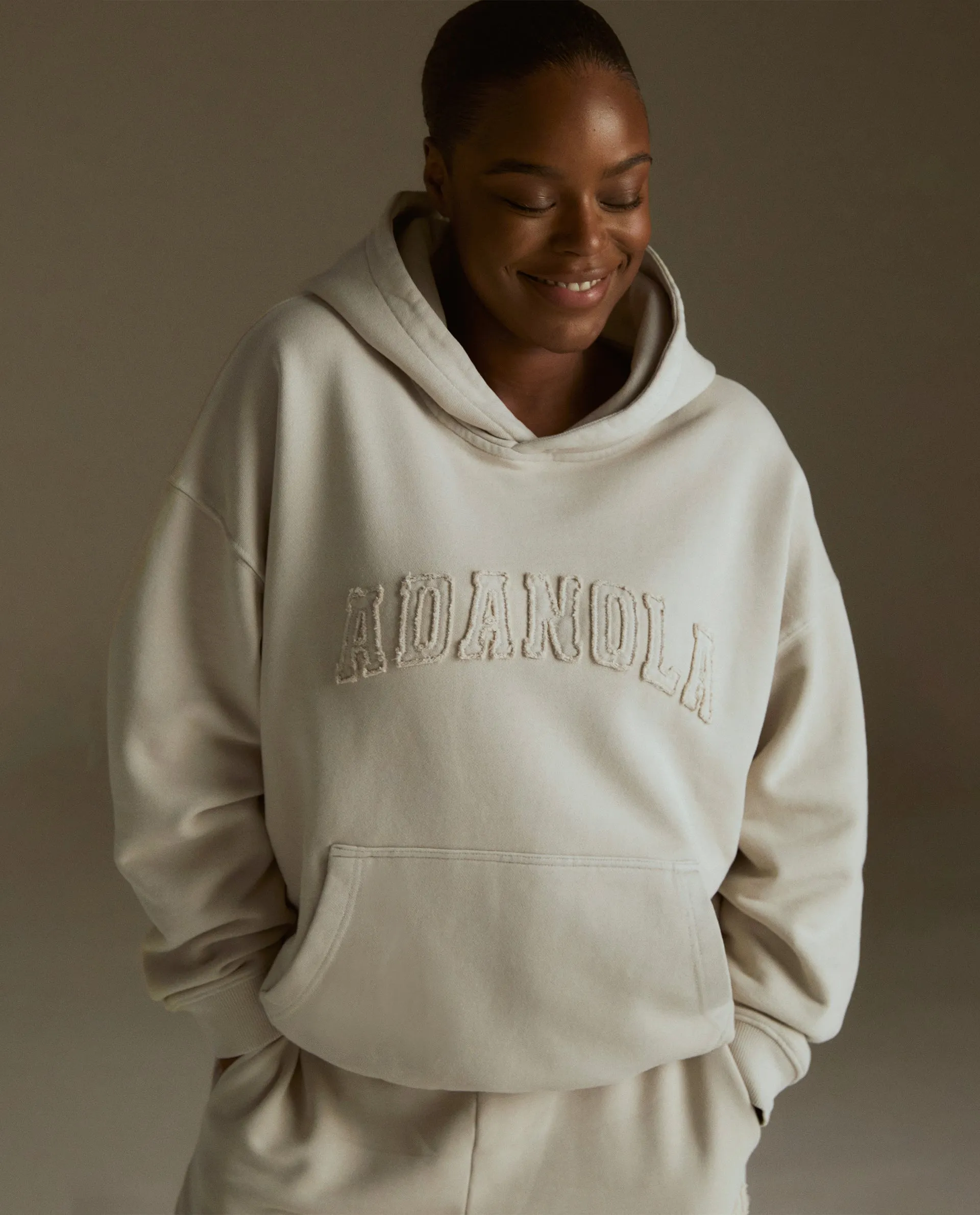 Distressed Varsity Oversized Hoodie - Washed Stone sold by Adanola product image thumbnail 2