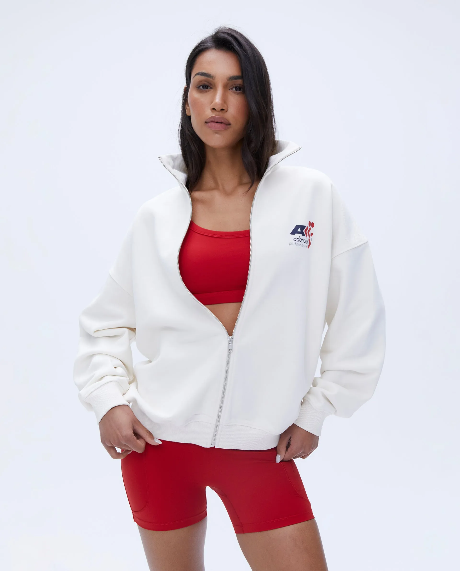 Vintage Sports Oversized Funnel Full Zip Sweatshirt - Marshmallow White sold by Adanola